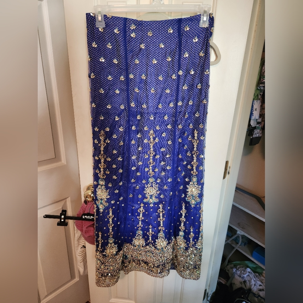 COPY - Royal blue lehenga with rhinestones
